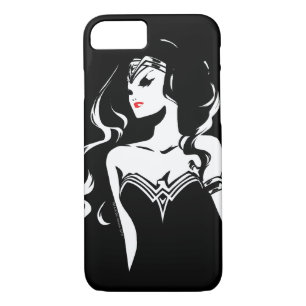Coque iPhone 8/7 Ligue de Justice   Wonder Woman Noir Pop Art