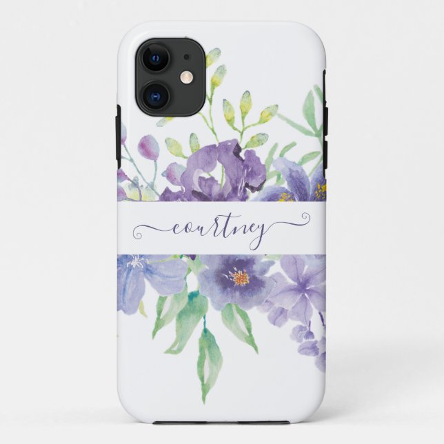 Coques Case-Mate iPhone Lilac aquarelle florale personnalisée (Dos)