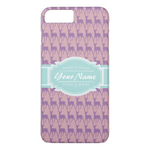 Coque iPhone 8 Plus/7 Plus Lilac et Cerf rose, Nom personnalisé de la Monnaie
