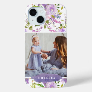 Coque Case-Mate iPhone Lilac Floral Photo et Monogramme