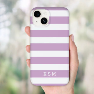 Coque Case-Mate iPhone Lilac Purple et Blanc Classic rayures Monogramme