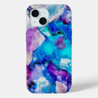 Lilas Bleu Sarcelle Abstrait Aquarelle