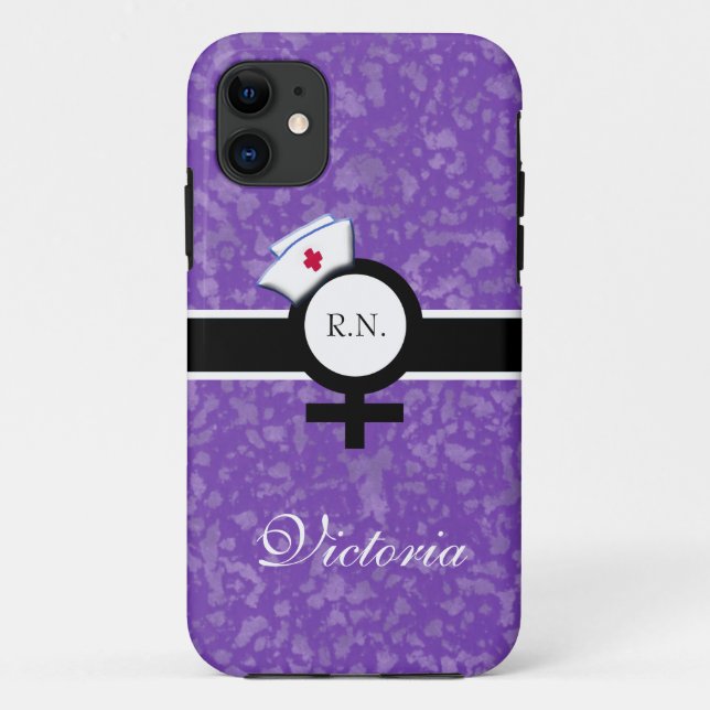 Coques Case-Mate iPhone Lilas profond+Signe femelle+Casquette/nom (Dos)