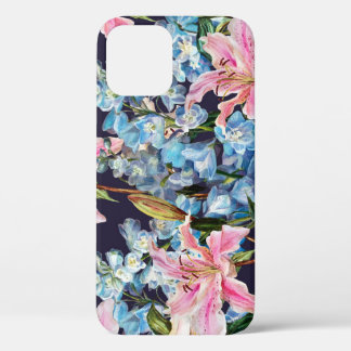 Case-Mate iPhone Case Lilies, bordure delphiniums : peinture aquarelle.