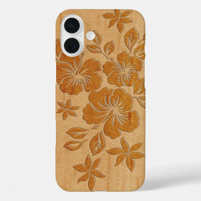 Coques Case-Mate iPhone Lilikoi Hibiscus Hawaii Faux Wood Maple (Verso)