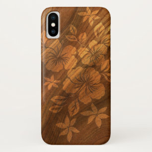 Coques Pour iPhone Lilikoi Hibiscus Hawaiian Faux Burl Wood