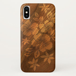 Coques Pour iPhone Lilikoi Hibiscus Hawaiian Faux Burl Wood