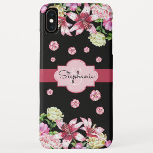 Case-Mate iPhone Case Lily Peony Aquarelle Florale Noir Monogramme
