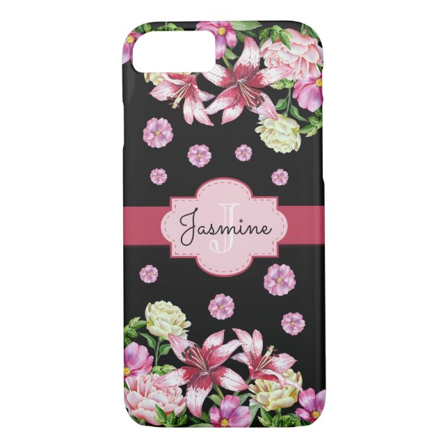 Coques Case-Mate iPhone Lily & Peony Black (Dos)