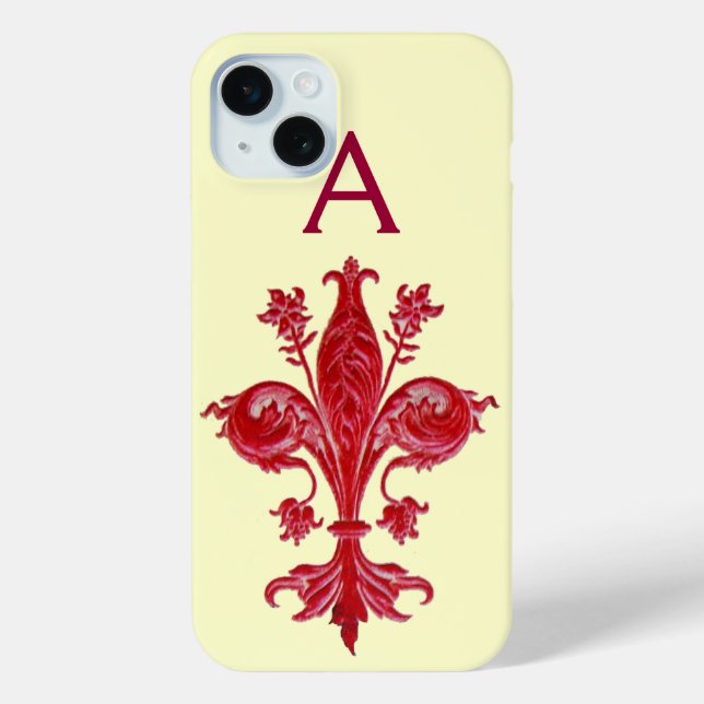 Coques Case-Mate iPhone LILY ROUGE FLORENTIN ANTIQUE, FLEUR DE LIS, Monogr (Verso)