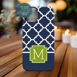 Coque Case-Mate iPhone Lime et marine arabesques Motif Personnalisé Mono