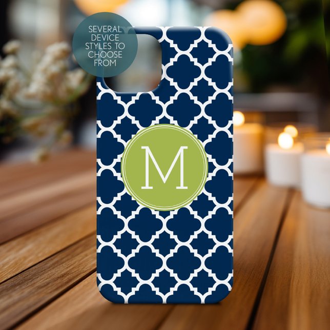 Coques Case-Mate iPhone Lime et marine Motif géométrique Monogramme person (Personalized Phone Case with Monogram)
