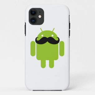 Coque iPhone 11 Lime Green Android Robot Mustache