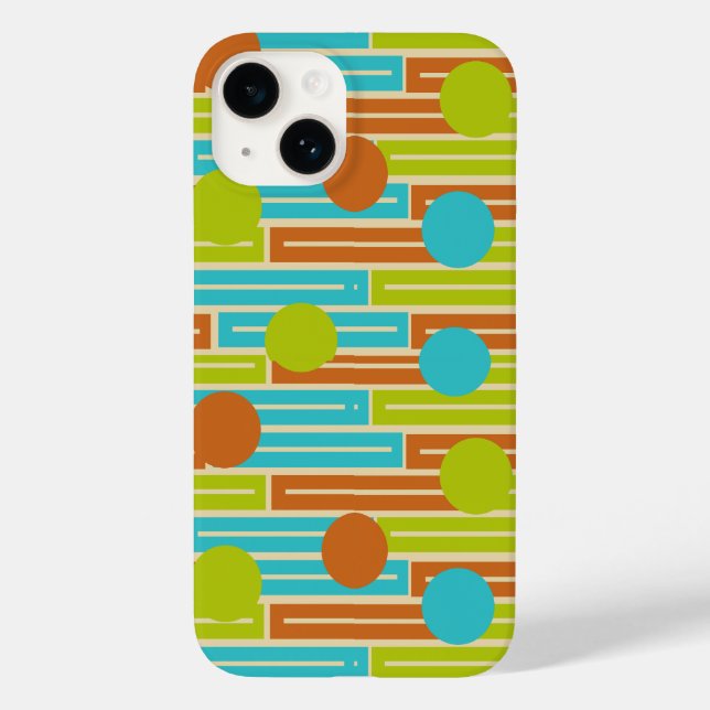 Coques Case-Mate iPhone Lime Green, Cinnamon Brown, Rectangles Turquoise (Verso)