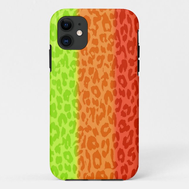Coques Case-Mate iPhone Lime Orange Red Leopard Retro Stripes (Dos)
