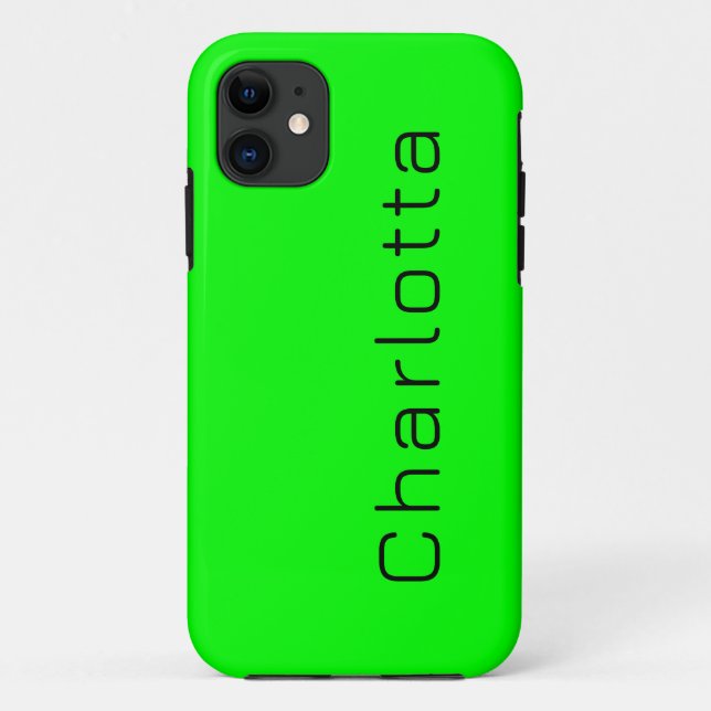 Coques Case-Mate iPhone Lime vert couleur solide | Nom minimal (Dos)