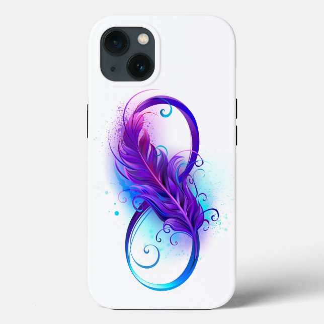Coques Case-Mate iPhone L'infini avec plume violette (Verso)