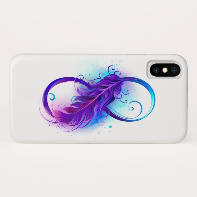 Coques Case-Mate iPhone L'infini avec plume violette (Dos (Horizontal))