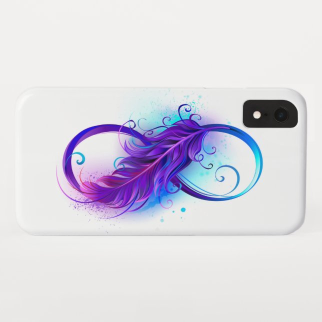 Coques Case-Mate iPhone L'infini avec plume violette (Dos (Horizontal))