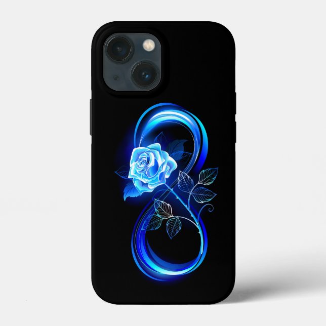 Coques Case-Mate iPhone L'infini lumineux avec une rose bleue (Verso)