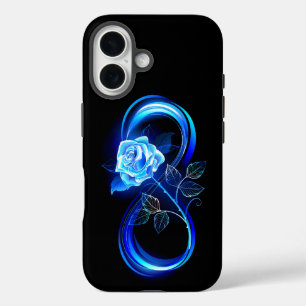 Coque Pour iPhone 16 L'infini lumineux avec une rose bleue