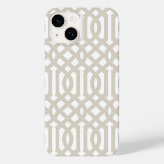 Coque Pour iPhone 14 Linge Beige Trellis moderne