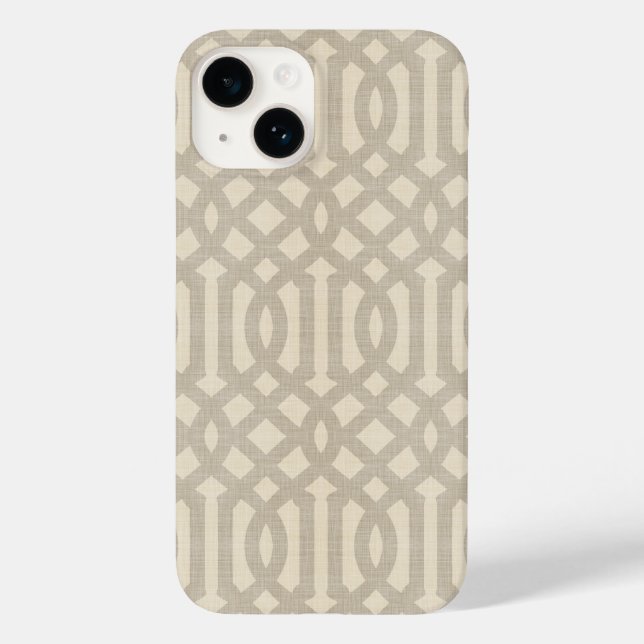 Coques Case-Mate iPhone Linge rustique Beige et Taupe Trellis (Verso)