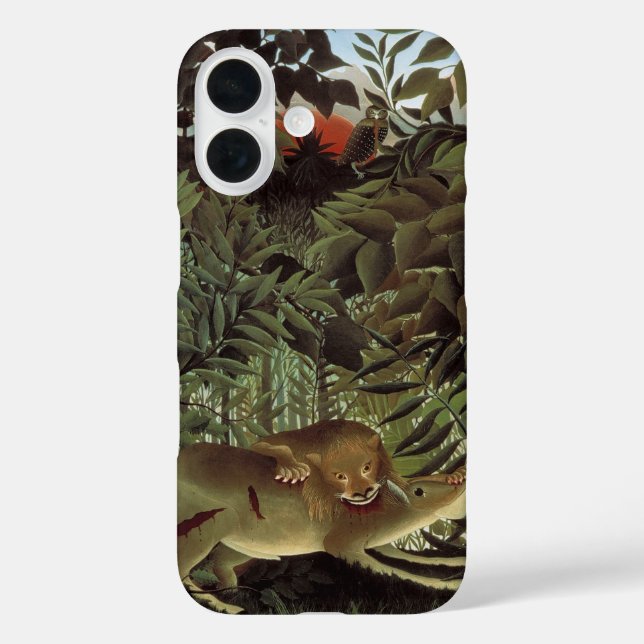 Coques Case-Mate iPhone Lion affamé par Henri Rousseau, animal sauvage Vin (Verso)