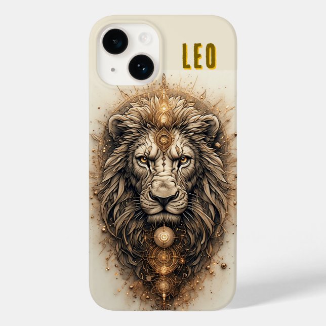 Coques Case-Mate iPhone Lion Artistique avec Géométrique Doré (Verso)