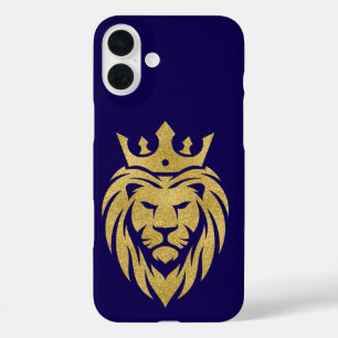 Coque Pour iPhone 16 Plus Lion Avec Couronne - Style Or 3