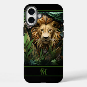 Coque Pour iPhone 16 Plus Lion dans la jungle Monogramed Initial
