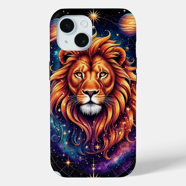Coques Case-Mate iPhone Lion dans une galaxie cosmique étoilée (Verso)