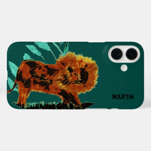 Coque Pour iPhone 16 Plus Lion d'art animal sauvage personnalisé