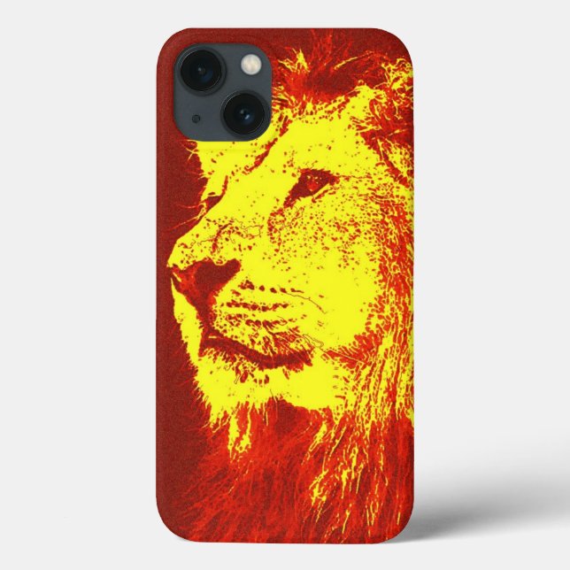 Coques Case-Mate iPhone Lion d'art pop jaune rouge (Verso)