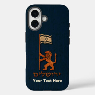 Coque Pour iPhone 16 Lion Du Jour De Jérusalem Avec Drapeau