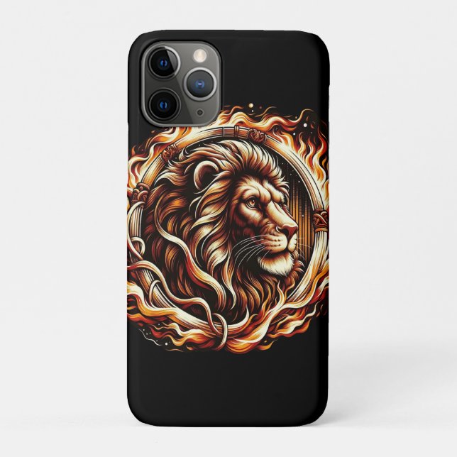 Coques Case-Mate iPhone Lion Flamboyant dans un Anneau de Flammes d'Astrol (Dos)