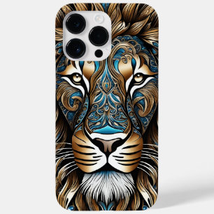 Coque Case-Mate iPhone Lion majestueux avec détails bleus délicats