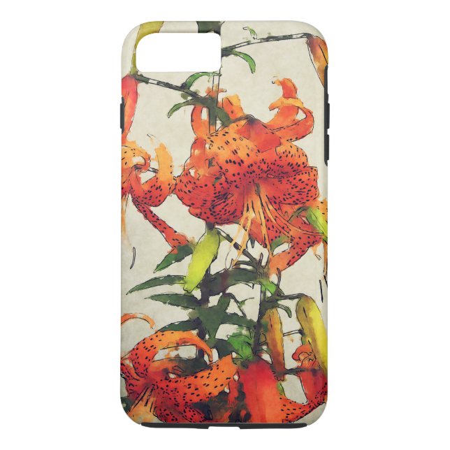 Coques Case-Mate iPhone Lis lis tigre aquarelle orange 1 (Dos)