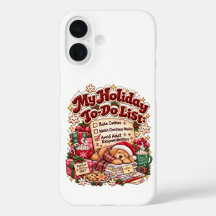 Coque Pour iPhone 16 Liste de Noël drôle à faire Sarcasme Chien Vacance