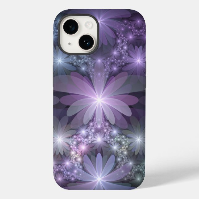Coques Case-Mate iPhone Lit de fleurs tendance brillant art fractal abstra (Verso)