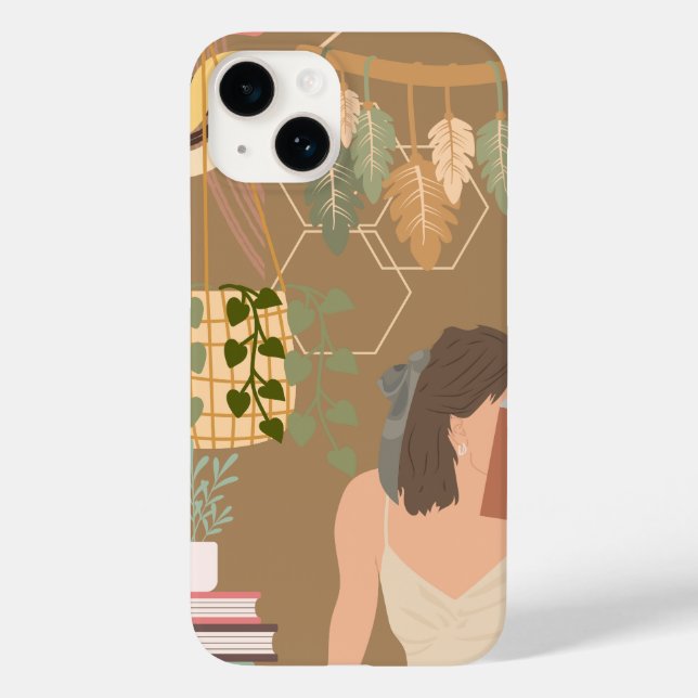 Coques Case-Mate iPhone Livre de lecture de la femme esthétique brune (Verso)