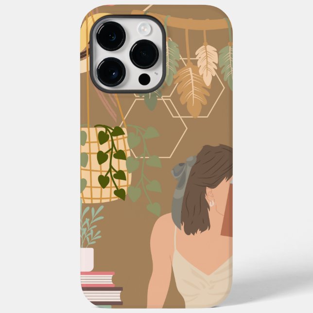 Coques Case-Mate iPhone Livre de lecture de la femme esthétique brune (Verso)