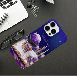 Coque iPhone 16 Pro Max Livre de sorts Vibes sorcières Nom personnalisé