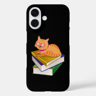 Coque Pour iPhone 16 Livres - Chat et Livres Cadeau pour un Amateur de