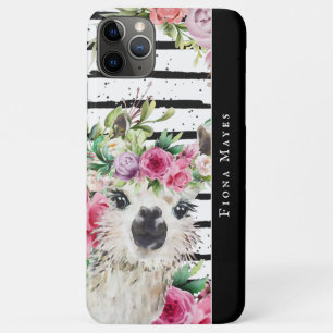 Case-Mate iPhone Case Llama d'aquarelle  Monogramme Floral & Stripes