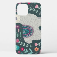 Llama florale : Doodles Vintages tirés à la main