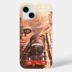 Coque Case-Mate iPhone locomotive à vapeur vintage, votre monogramme