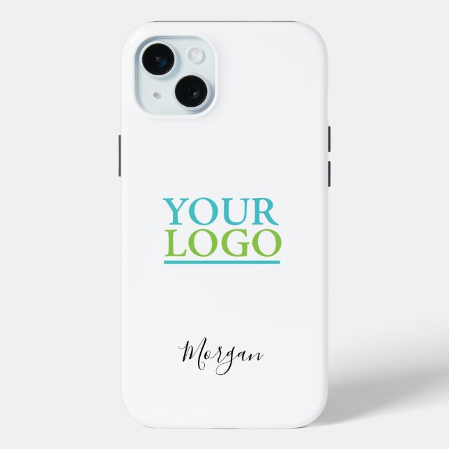 Coques Case-Mate iPhone Logo/Art/Photo, Nom Script noir, Blanc (Verso)