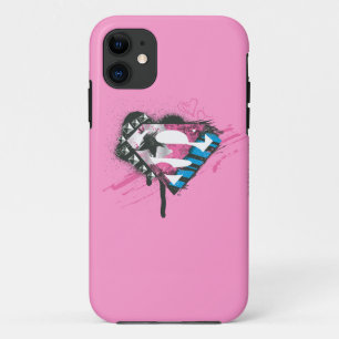 Coque iPhone 11 Logo Coeurs supergirl