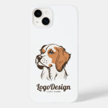 Logo de chien illustré marron et blanc